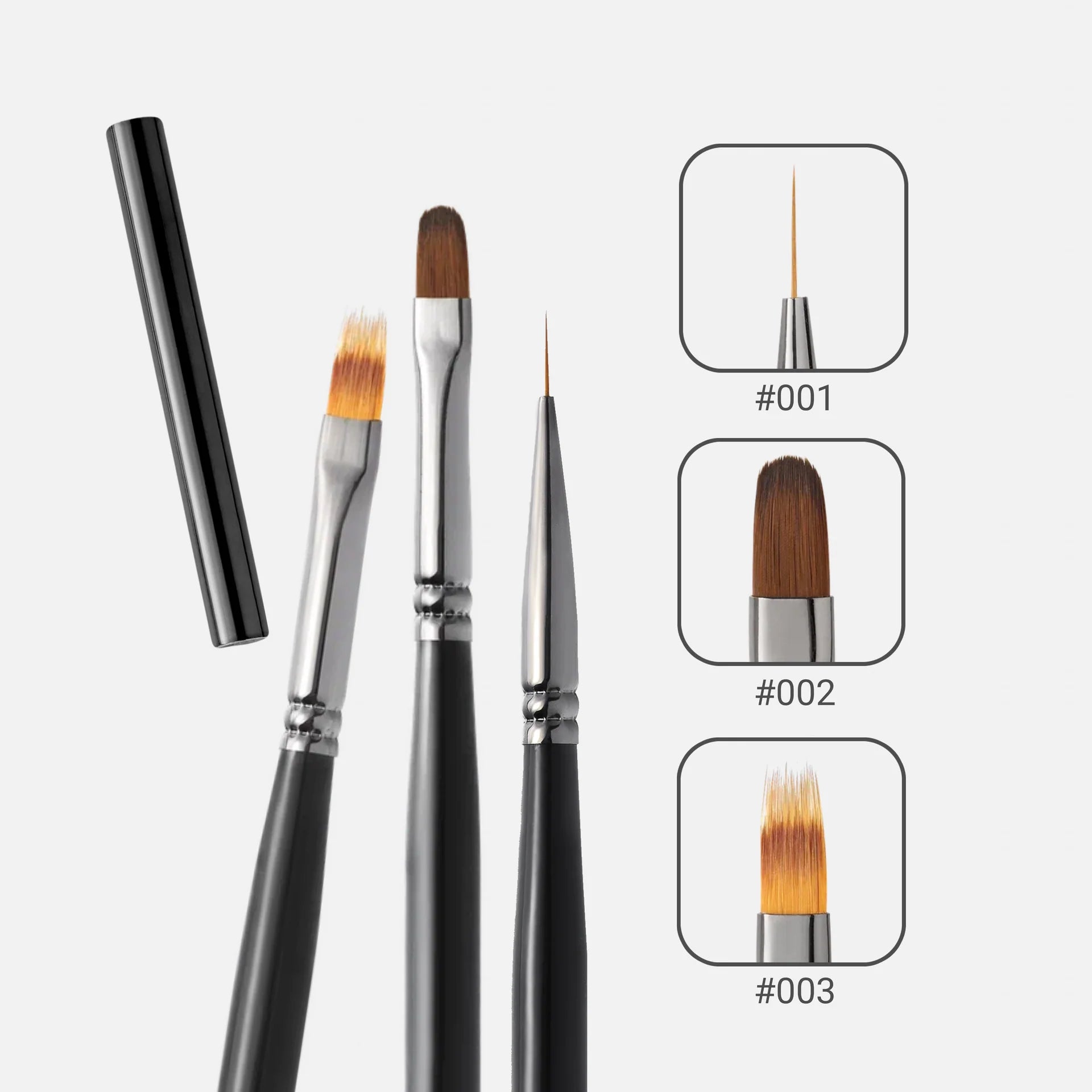 ( lot de 3 ) Pinceau gel + liner 10mm + ombré NOIR